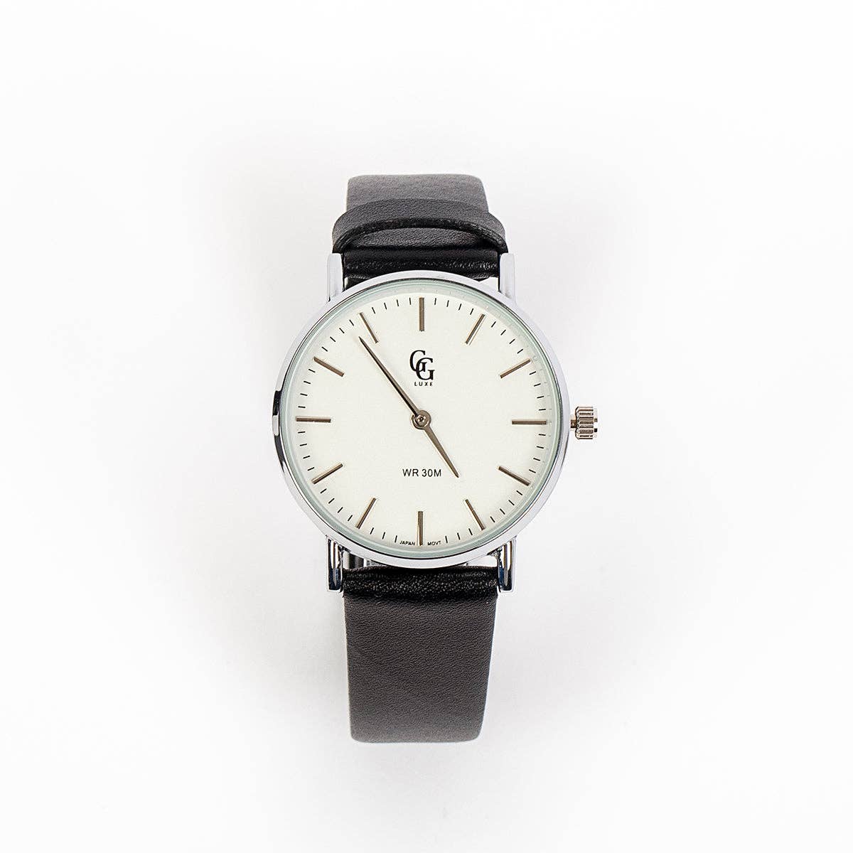 Montre Cuirélia / Argenté & cuir Noir