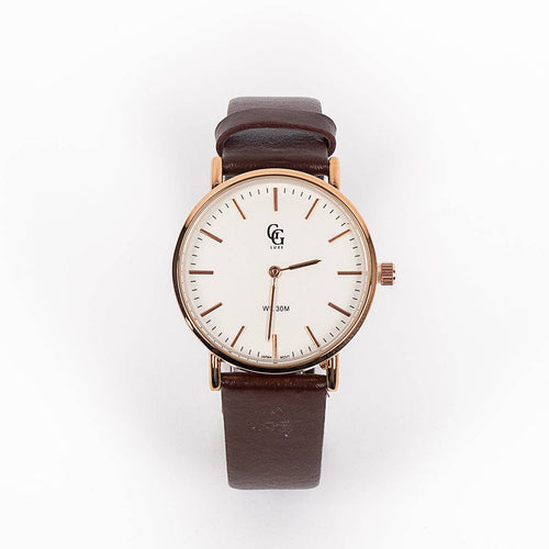 Montre Cuirélia / Cuir Marron & or rosé