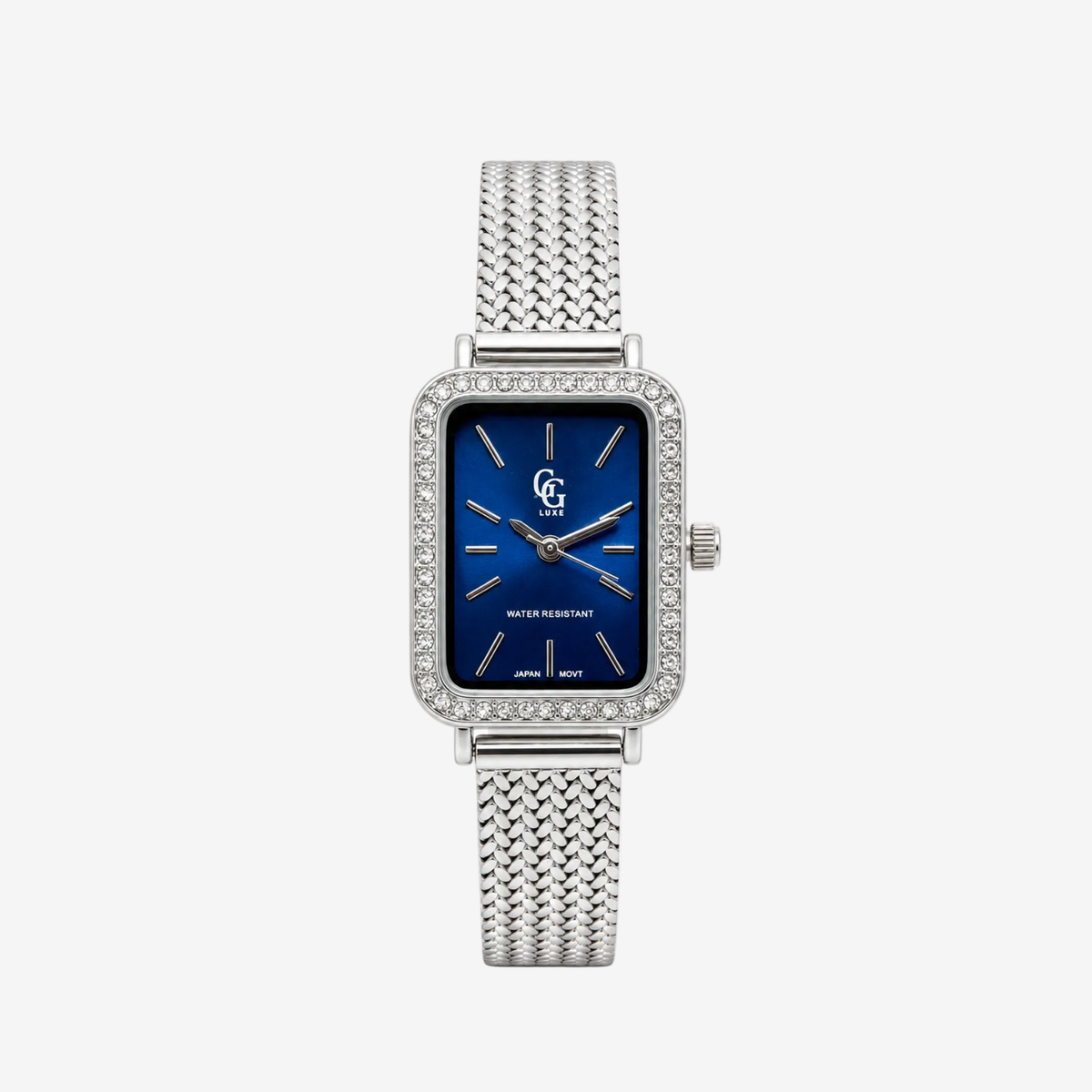 Montre Bonnie GG Luxe argentée, avec cadran bleu et lunette ornée de zircons