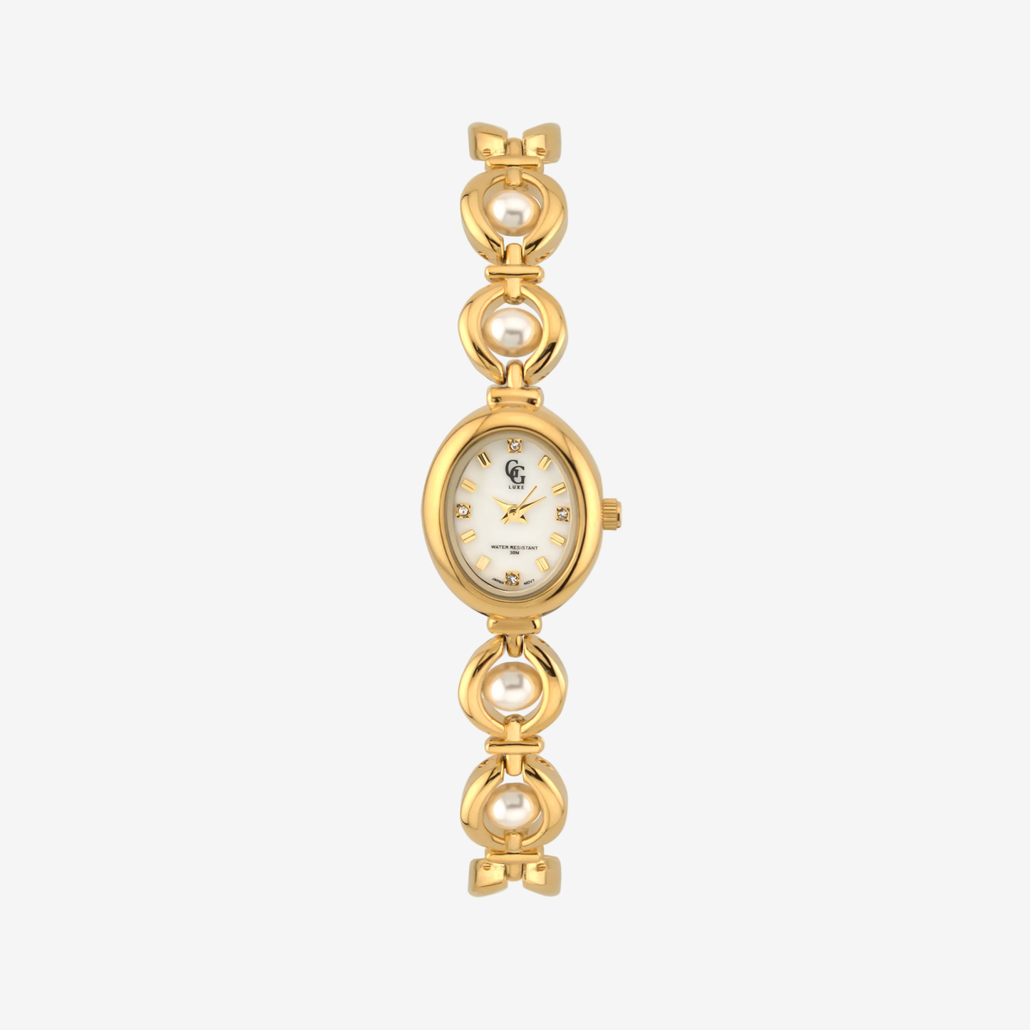 Montre Solange | Dorée - Blanc et perles