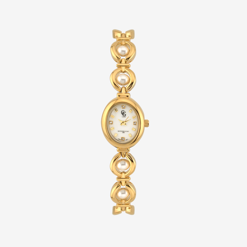 Montre Solange | Dorée - Blanc et perles